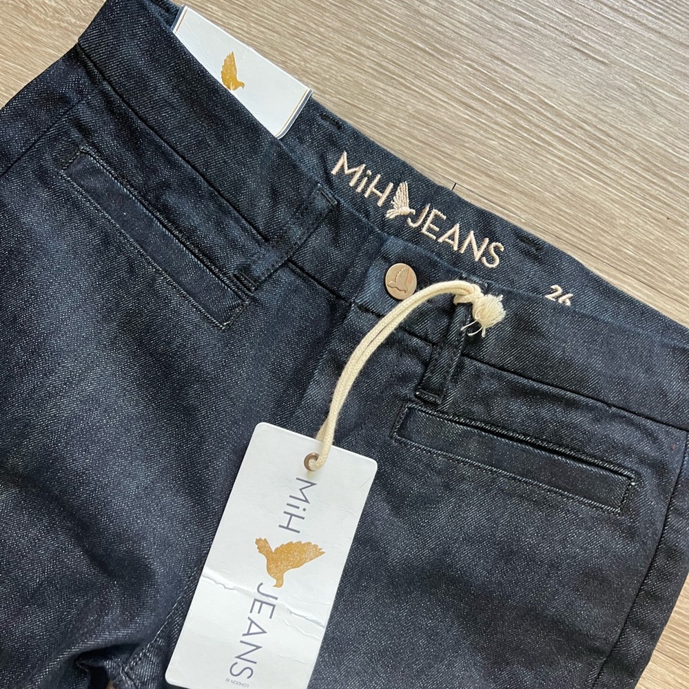 MiH  Marrakesh Mid Rise Flare Jeans Dark Blue Wash RAW 26 LONG